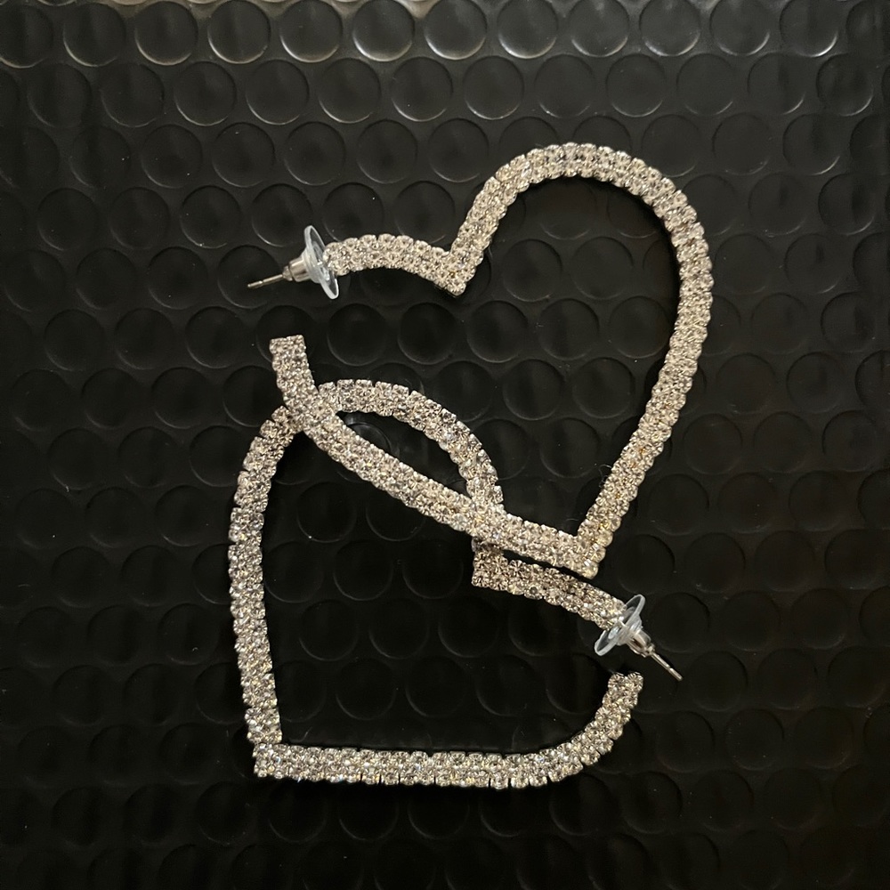 2pairs Rhinestone Hoop Earrings